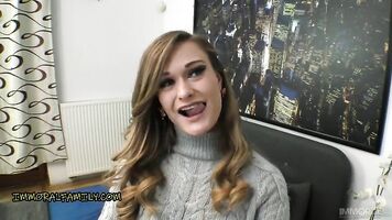 British Babe Goes to The History Museum with Her Stepdad